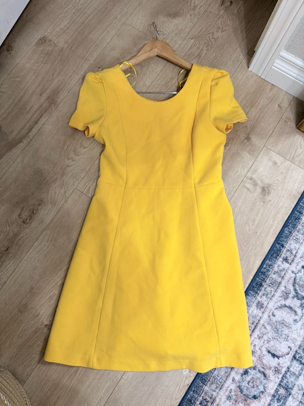 Zara Bright Yellow Short-Sleeve Zip Front Mini Dress